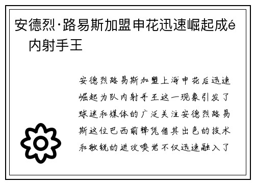 安德烈·路易斯加盟申花迅速崛起成队内射手王
